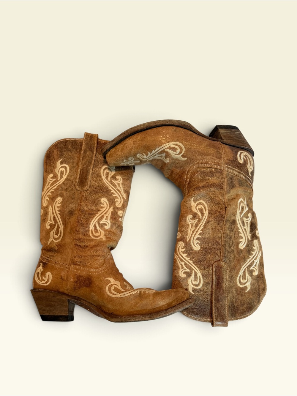 Corral Honey Cortez Scroll Fleur De Lis Leather Cowboy Boots - Women's 9M